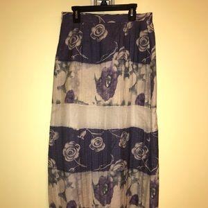 Floral Maxi Skirt in Purple and Cream